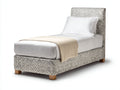 Lit simple - Tissu - 205x103x116 cm - Gris-Blanc cassé - Style contemporain