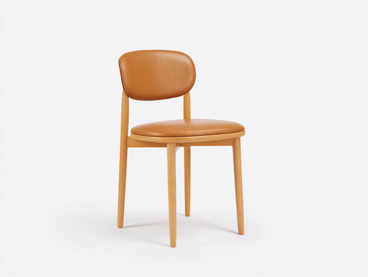 Chaise de salle à manger - Similicuir-Bois - 49x54x82 cm - Camel-Bois clair - Style scandinave