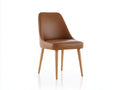 Chaise de salle à manger - Similicuir-Bois - 50x56x88 cm - Camel-Bois clair - Style minimaliste