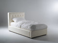 Lit simple - similicuir - 205 x 105 x 112 cm - blanc cassé - style moderne