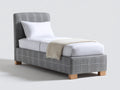 Lit simple - Tissu - 208x104x119 cm - Gris - Style contemporain