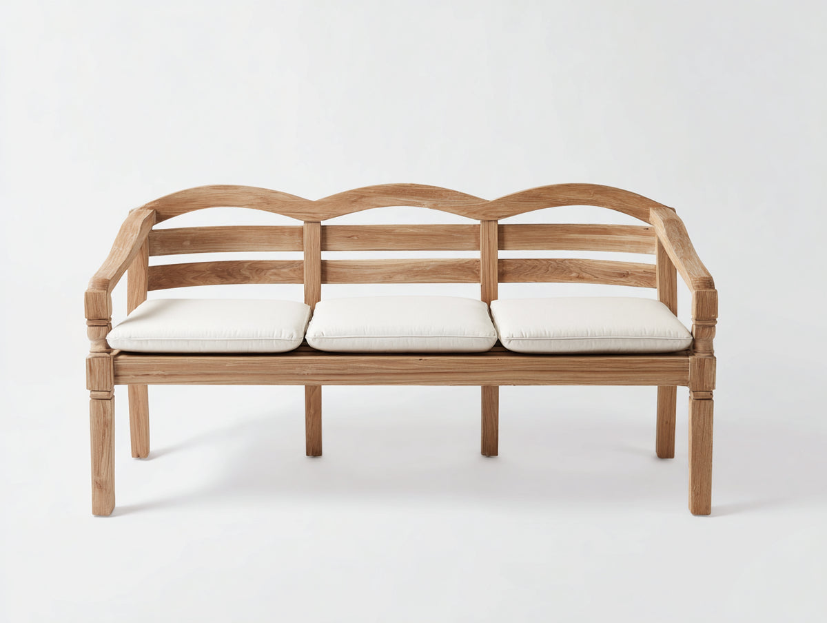 Banc de jardin - Bois - 170x63x88 cm - Bois naturel-Blanc cassé - Style classique