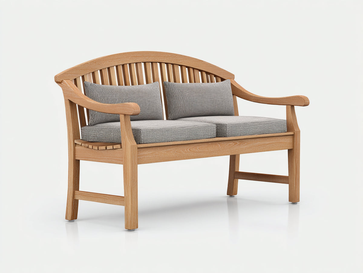 Banc de jardin - Bois - 152x64x90 cm - Bois naturel-Gris - Style contemporain