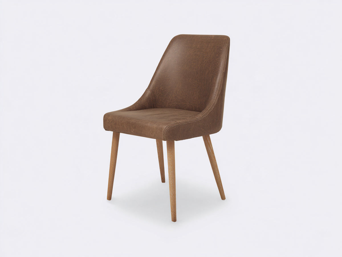 Chaise de salle à manger - Similicuir-Bois - 51x57x89 cm - Marron-Bois naturel - Style contemporain