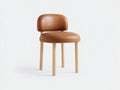 Chaise de salle à manger - Similicuir-Bois - 50x55x80 cm - Marron cognac-Bois clair - Style milieu du siècle