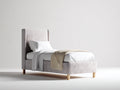 Lit simple - Tissu - 206x104x120 cm - Beige clair - Style contemporain