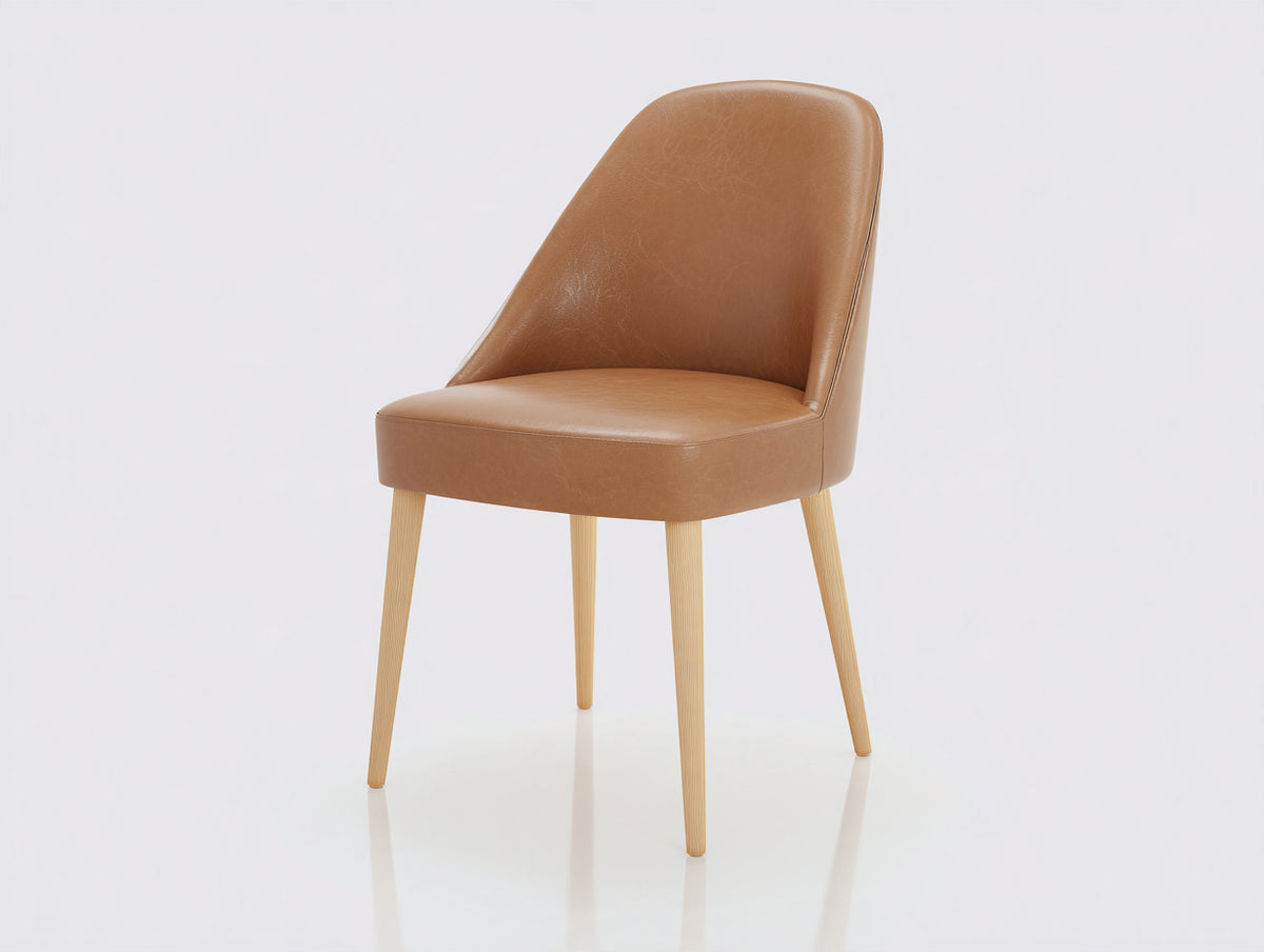 Chaise de salle à manger - Similicuir-Bois - 51x57x88 cm - Camel-Bois clair - Style contemporain