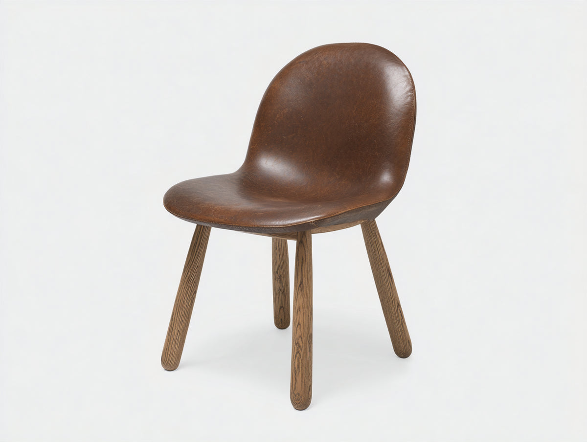 Chaise de salle à manger - Similicuir-Bois - 50x55x84 cm - Marron-Bois naturel - Style scandinave
