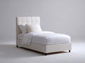 Lit simple - tissu - 206 x 106 x 118 cm - blanc crème - style minimaliste