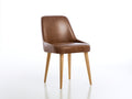Chaise de salle à manger - Similicuir-Bois - 51x57x89 cm - Marron-Bois naturel - Style moderne