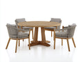 Salon de jardin repas - Bois-Corde tressée - 140x140x75 cm - Bois naturel-Gris clair - Style contemporain