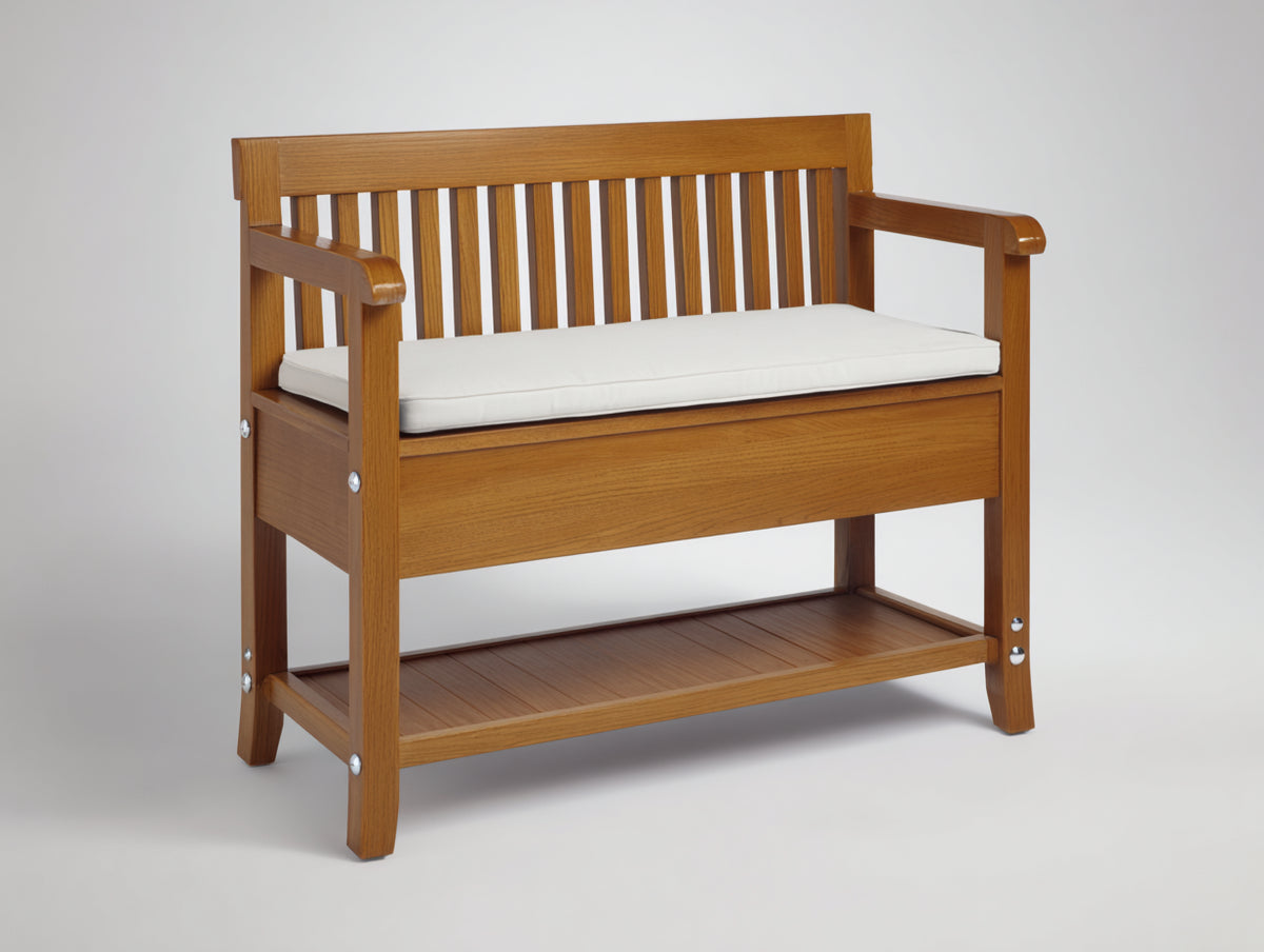 Banc de jardin - Bois - 126x59x86 cm - Bois brun-Blanc cassé - Style classique