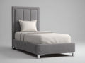 Lit simple - tissu - 208 x 108 x 118 cm - gris - style moderne