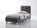 Lit simple - tissu - 207 x 107 x 121 cm - gris anthracite - style moderne