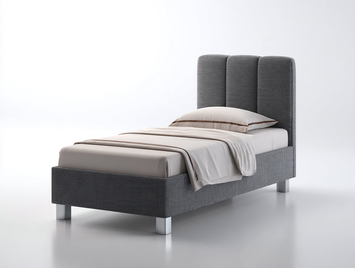 Lit simple - tissu - 207 x 107 x 121 cm - gris anthracite - style moderne