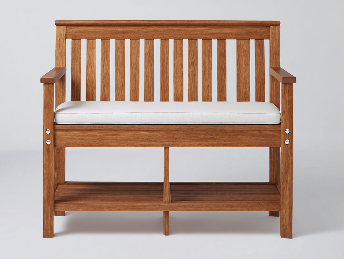 Banc de jardin - Bois - 132x58x88 cm - Bois brun-Blanc cassé - Style fonctionnel