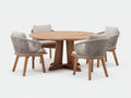 Salon de jardin repas - Bois-Corde tressée - 145x145x75 cm - Bois naturel-Gris clair - Style contemporain