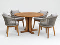 Salon de jardin repas - Bois-Corde tressée - 138x138x74 cm - Bois miel-Gris clair - Style naturel