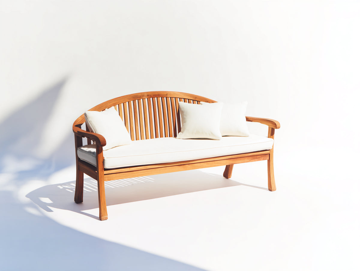 Banc de jardin - Bois - 178x66x92 cm - Bois miel-Blanc cassé - Style classique